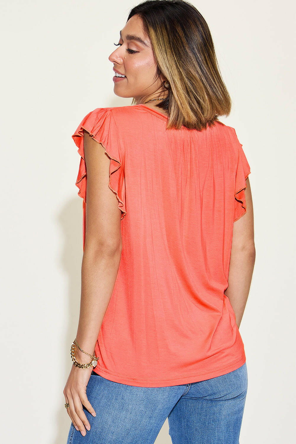 Basic Bae Full Size Bamboo Notched Ruffled Short Sleeve T-Shirt - StyleLure