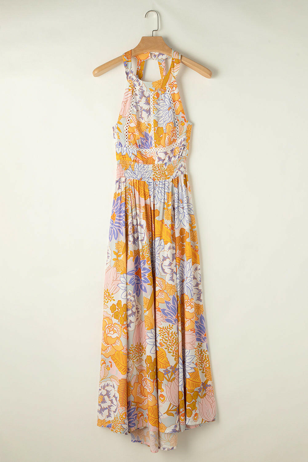Tied Printed Grecian Sleeveless Maxi Dress - StyleLure