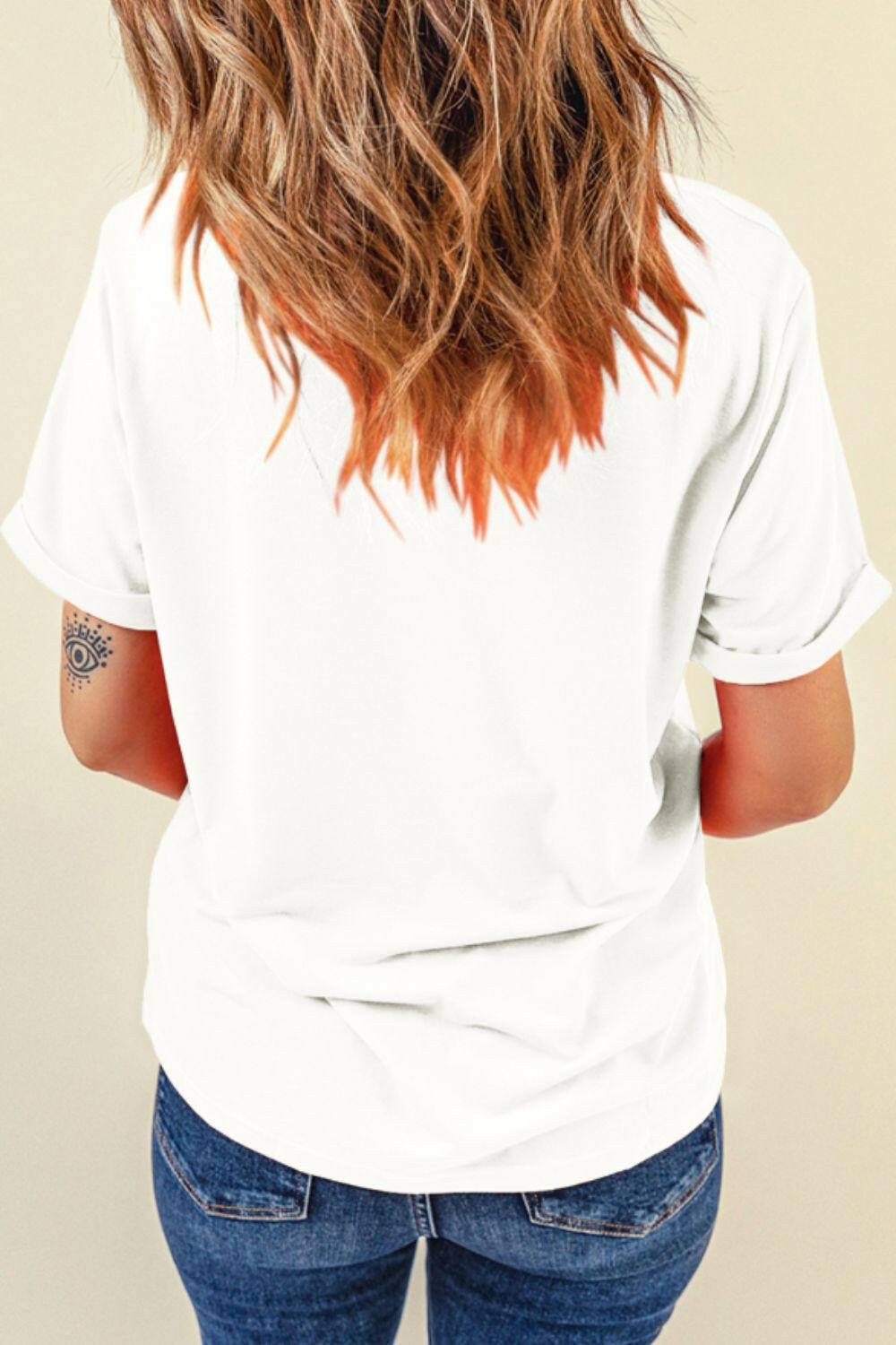 Sequin Crawfish Potato Round Neck Short Sleeve T-Shirt - StyleLure