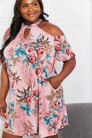 Sew In Love Full Size Fresh-Cut Flowers Cold-Shoulder Dress - StyleLure