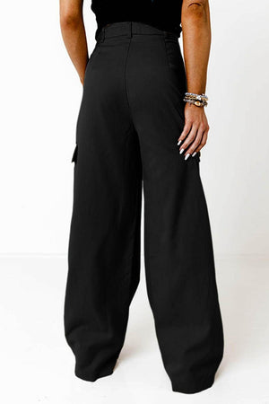 Ruched Wide Leg Pants with Pockets - StyleLure