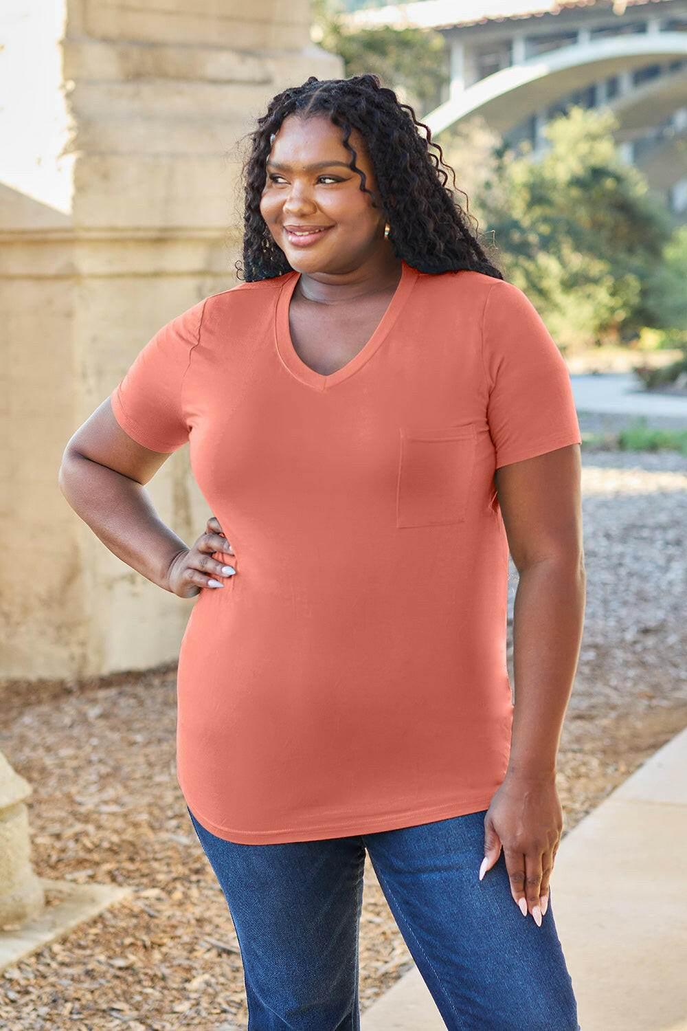 Basic Bae Bamboo Full Size V-Neck Short Sleeve T-Shirt - StyleLure
