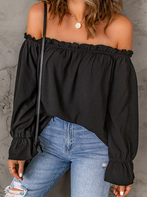 Off-Shoulder Flounce Sleeve Blouse - StyleLure