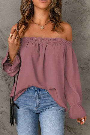 Off-Shoulder Flounce Sleeve Blouse - StyleLure