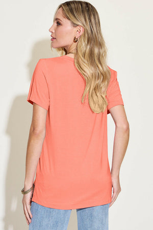 Basic Bae Bamboo Full Size V-Neck High-Low T-Shirt - StyleLure
