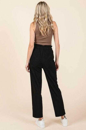Mittoshop Paperbag Waist Tapered Straight Pants - StyleLure