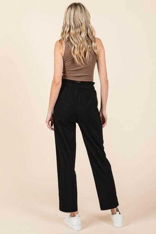 Mittoshop Paperbag Waist Tapered Straight Pants - StyleLure