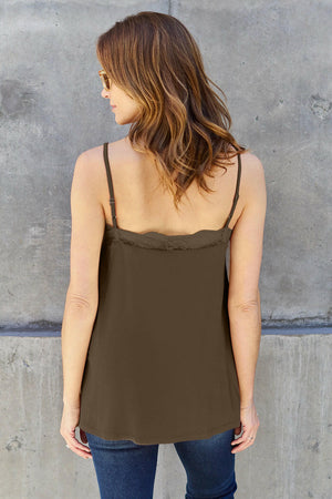 Basic Bae Full Size Lace Trim V-Neck Cami - StyleLure