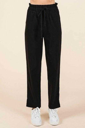 Mittoshop Paperbag Waist Tapered Straight Pants - StyleLure