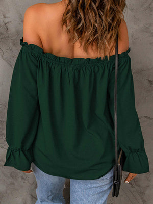 Off-Shoulder Flounce Sleeve Blouse - StyleLure