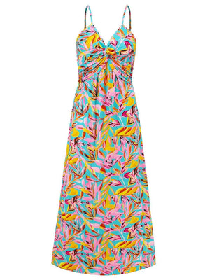Twisted Printed V-Neck Cami Dress - StyleLure