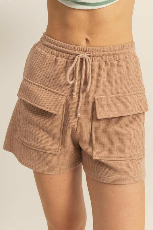 HYFVE Drawstring Waffle Knit Front Pocket Shorts - StyleLure