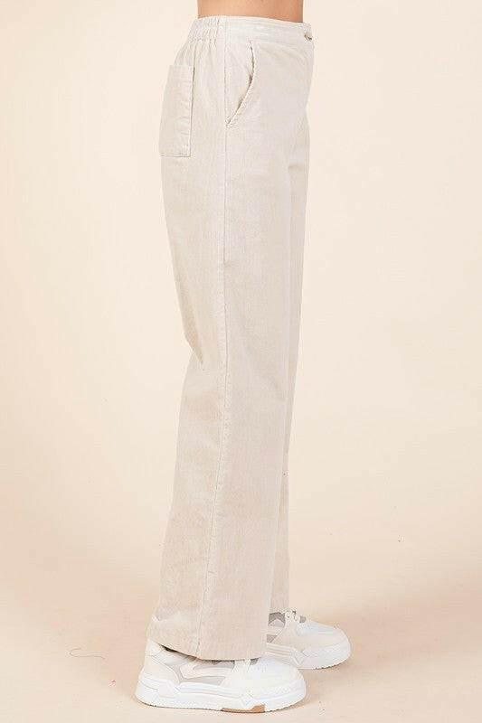 Mittoshop Corduroy Back Elastic Waist Pants - StyleLure
