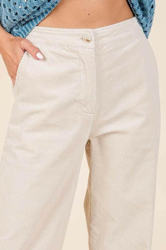 Mittoshop Corduroy Back Elastic Waist Pants - StyleLure