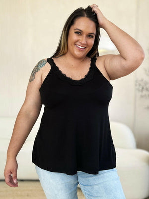 Basic Bae Full Size Lace Detail V-Neck Cutout Cami - StyleLure