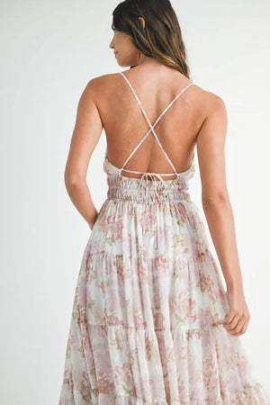 MABLE Floral Print Tiered Cami Maxi Dress - StyleLure