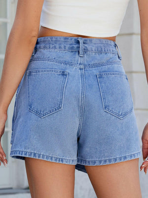 Asymmetrical Denim Skort with Pockets - StyleLure