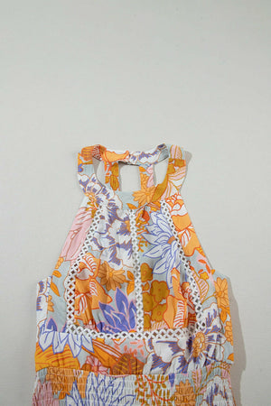 Tied Printed Grecian Sleeveless Maxi Dress - StyleLure