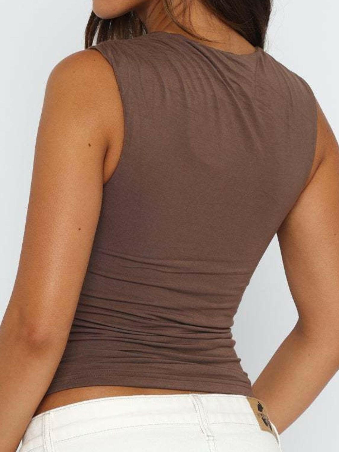 Ruched Round Neck Tank - StyleLure