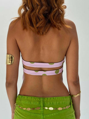 Backless Printed Halter Neck Tank - StyleLure