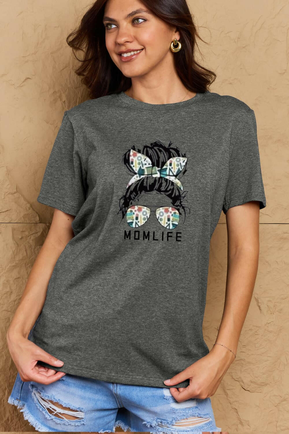 Simply Love Full Size MOM LIFE Graphic Cotton T-Shirt - StyleLure