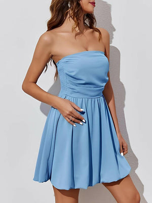 Ruched Tube Mini Dress - StyleLure