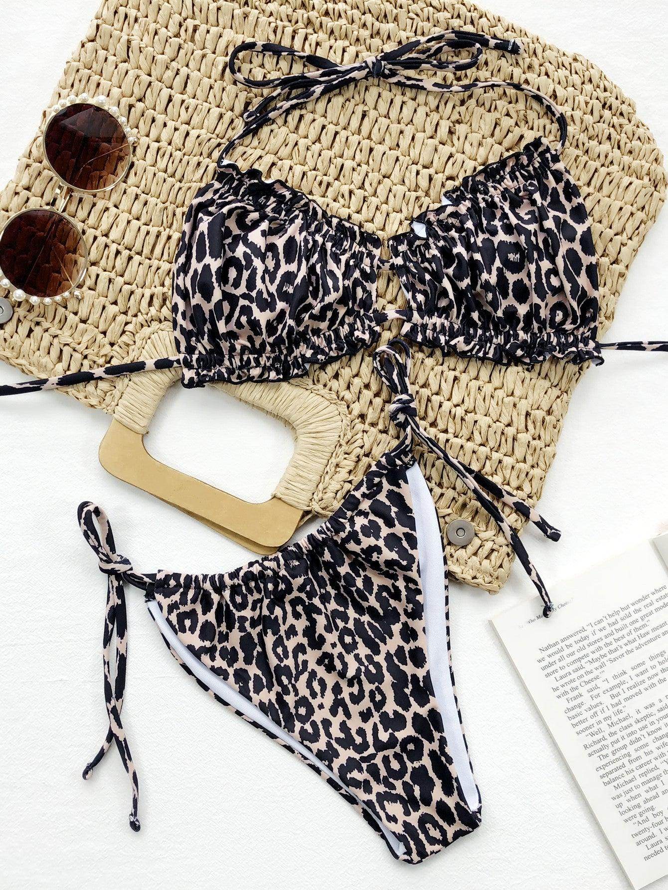 Frill Trill Halter Neck Bikini Set - StyleLure