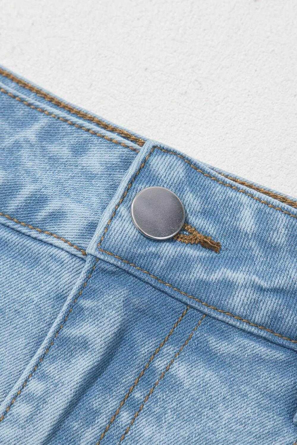 Bubble Hem Denim Mini Skirt - StyleLure