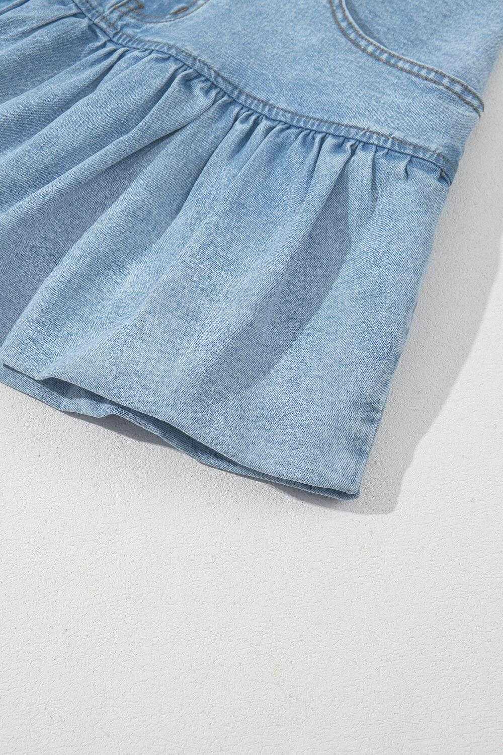 Bubble Hem Denim Mini Skirt - StyleLure