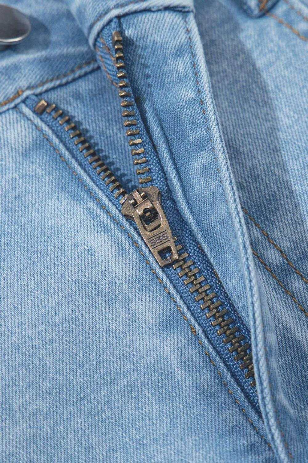 Bubble Hem Denim Mini Skirt - StyleLure