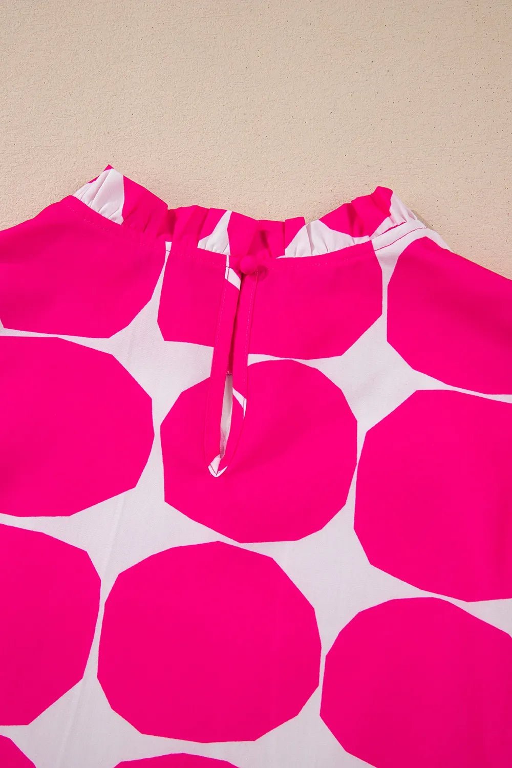 Bubblegum Pattern Frilled Collar Flutter Sleeve Top - StyleLure