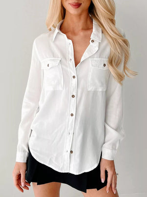 Button - Down Collared Neck Denim Shirt - StyleLure