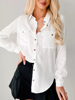 Button - Down Collared Neck Denim Shirt - StyleLure