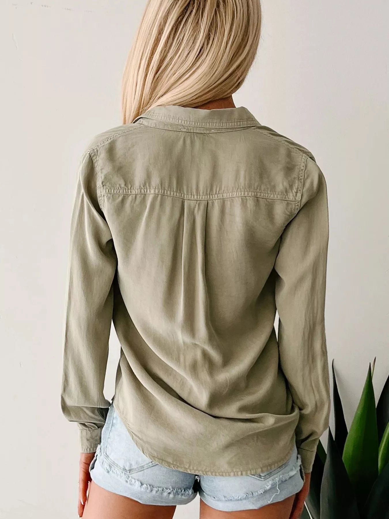 Button - Down Collared Neck Denim Shirt - StyleLure