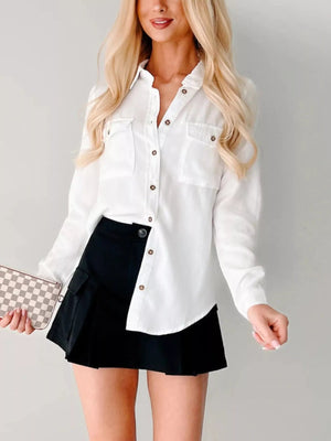 Button - Down Collared Neck Denim Shirt - StyleLure