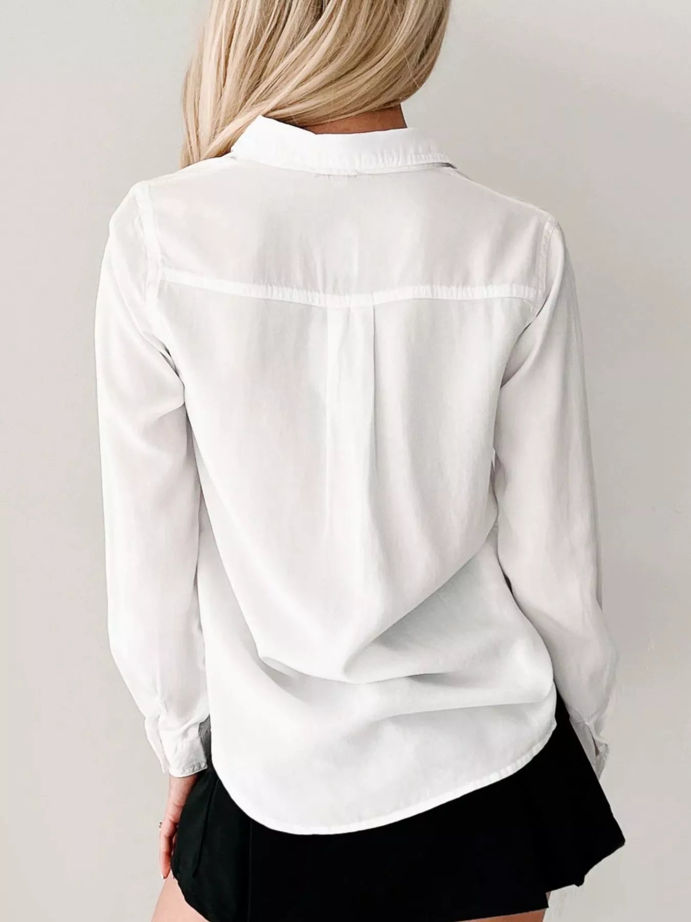 Button - Down Collared Neck Denim Shirt - StyleLure