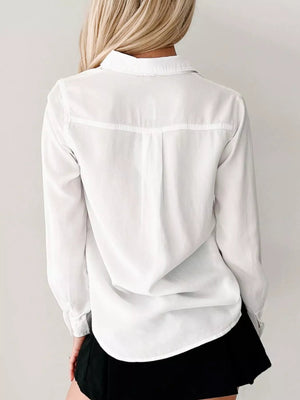 Button - Down Collared Neck Denim Shirt - StyleLure