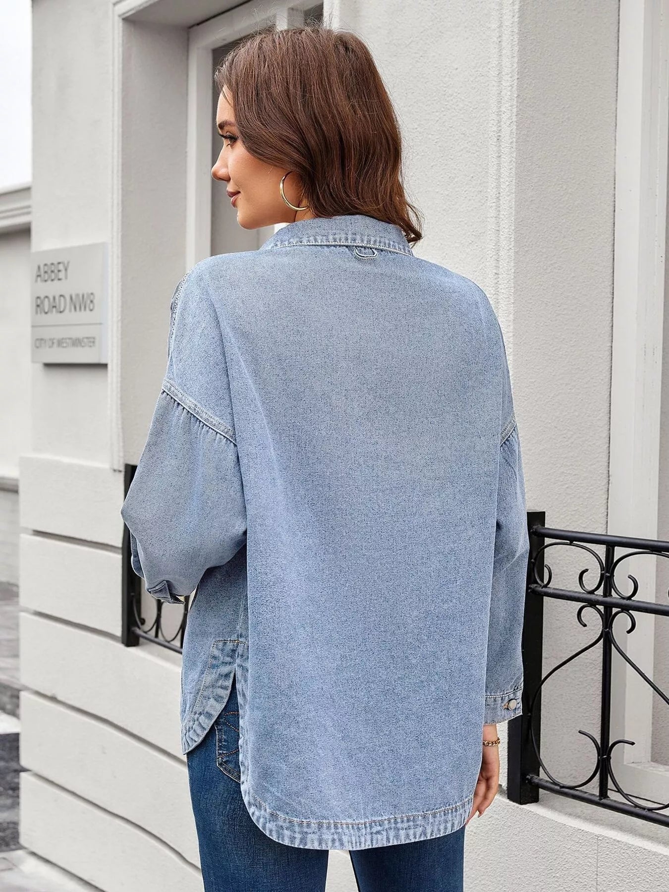 Button Up Long Sleeve Denim Shirt - StyleLure