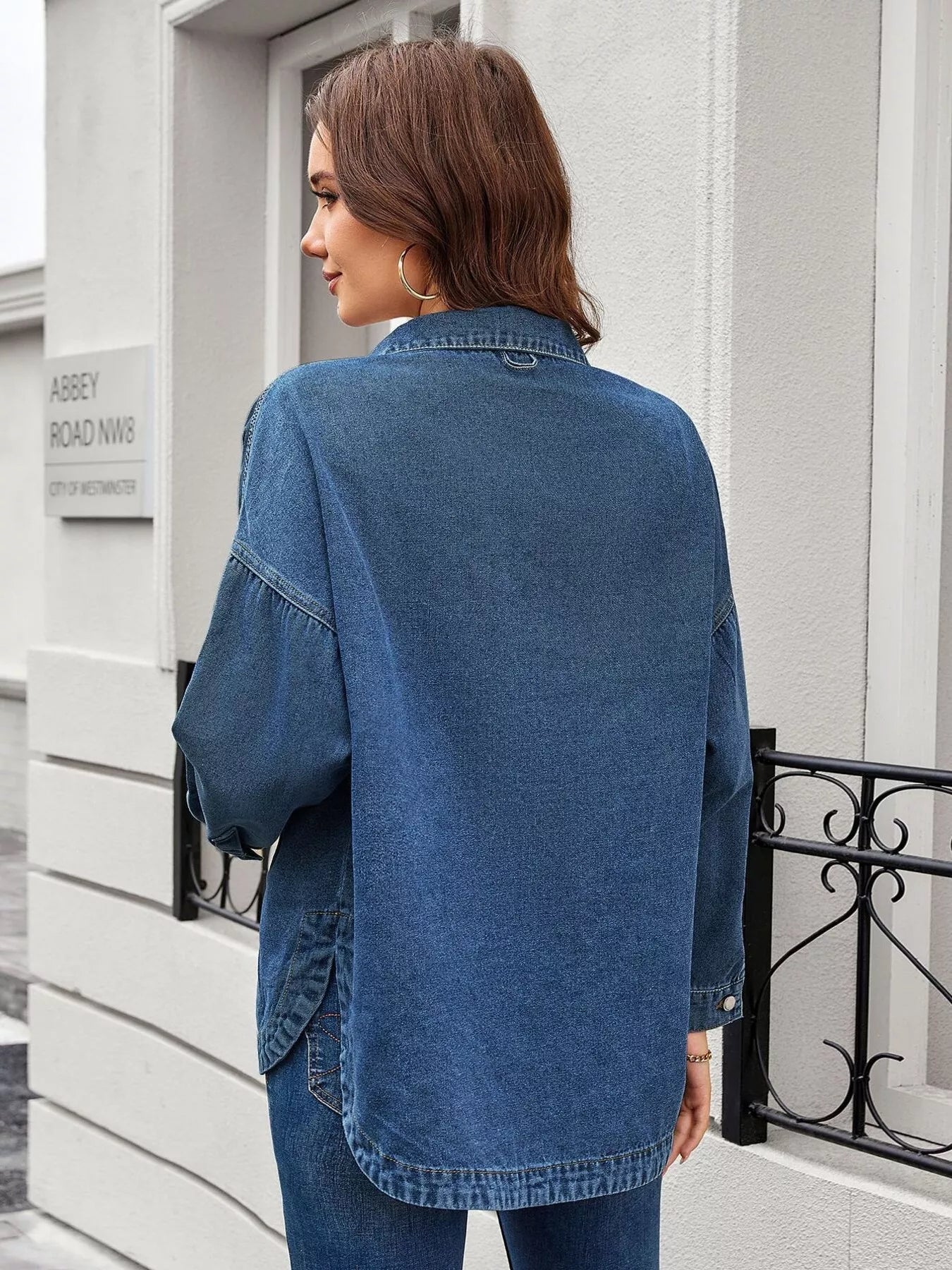 Button Up Long Sleeve Denim Shirt - StyleLure