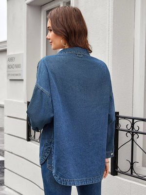 Button Up Long Sleeve Denim Shirt - StyleLure