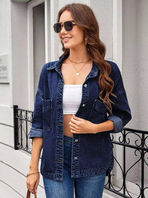 Button Up Long Sleeve Denim Shirt - StyleLure
