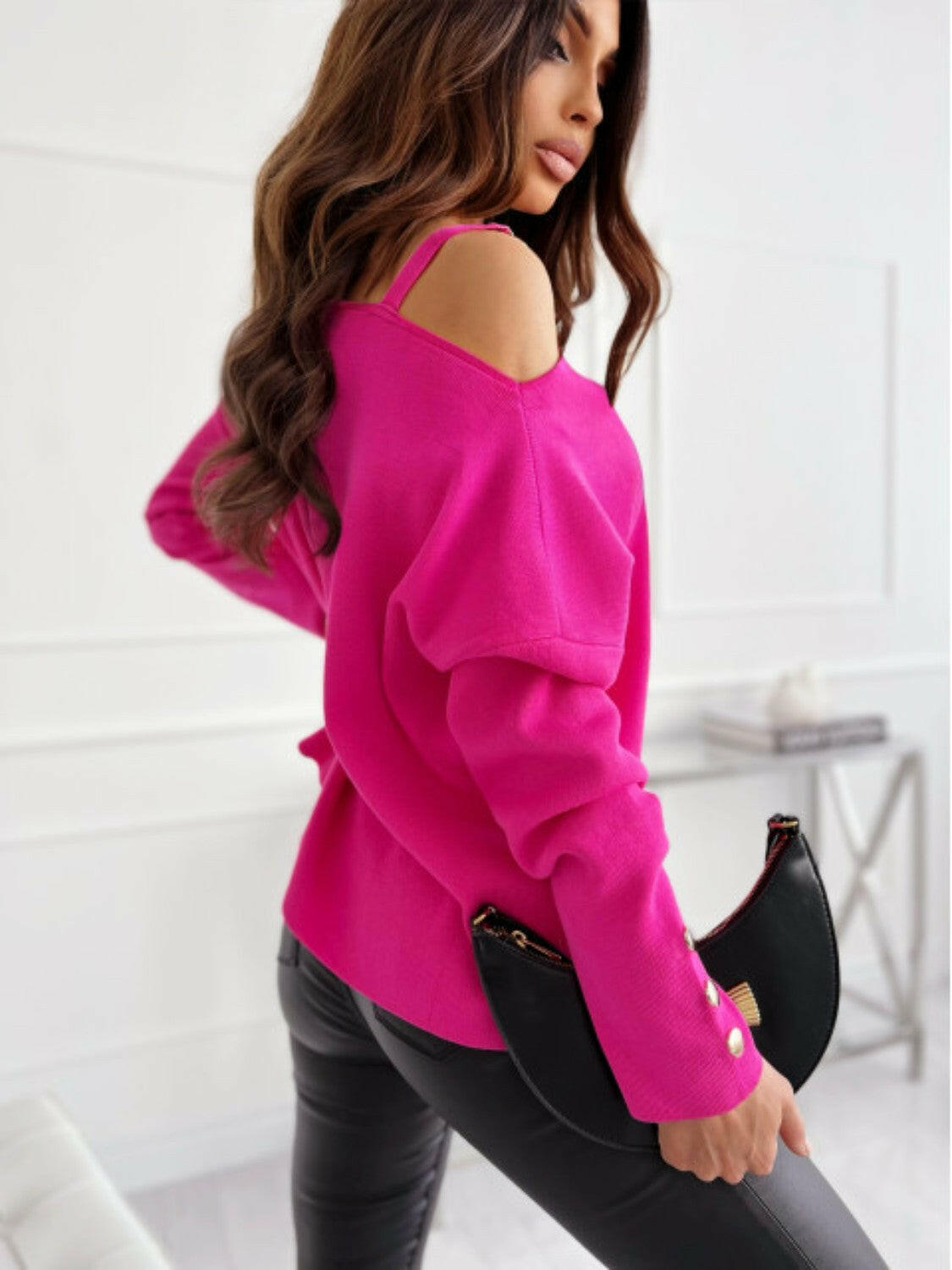 Asymmetrical Neck Buttoned Top - StyleLure