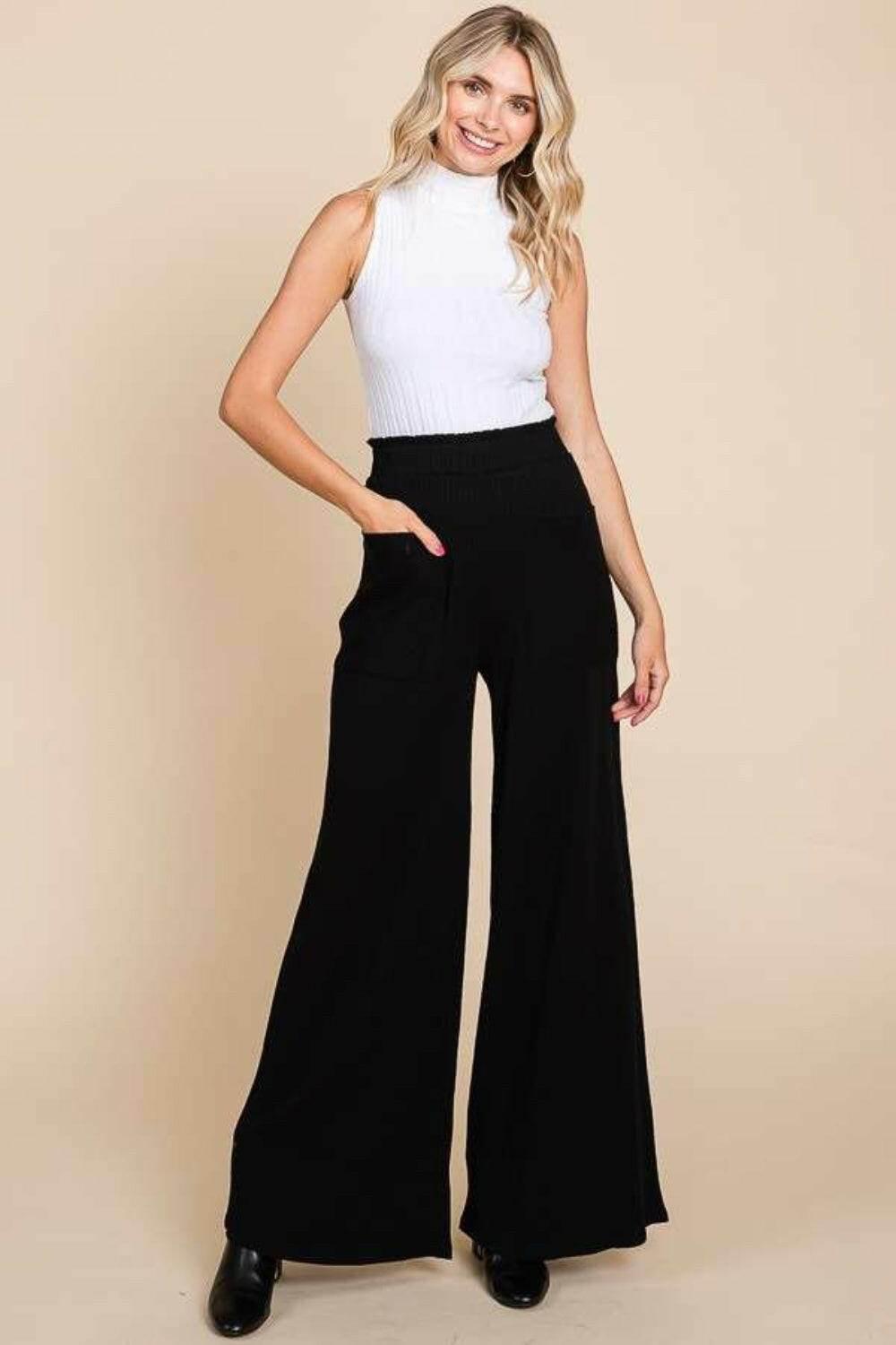 Culture Code Full Size High Waist Wide Leg Pants - StyleLure