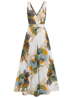 Slit Tied Printed Surplice Dress - StyleLure