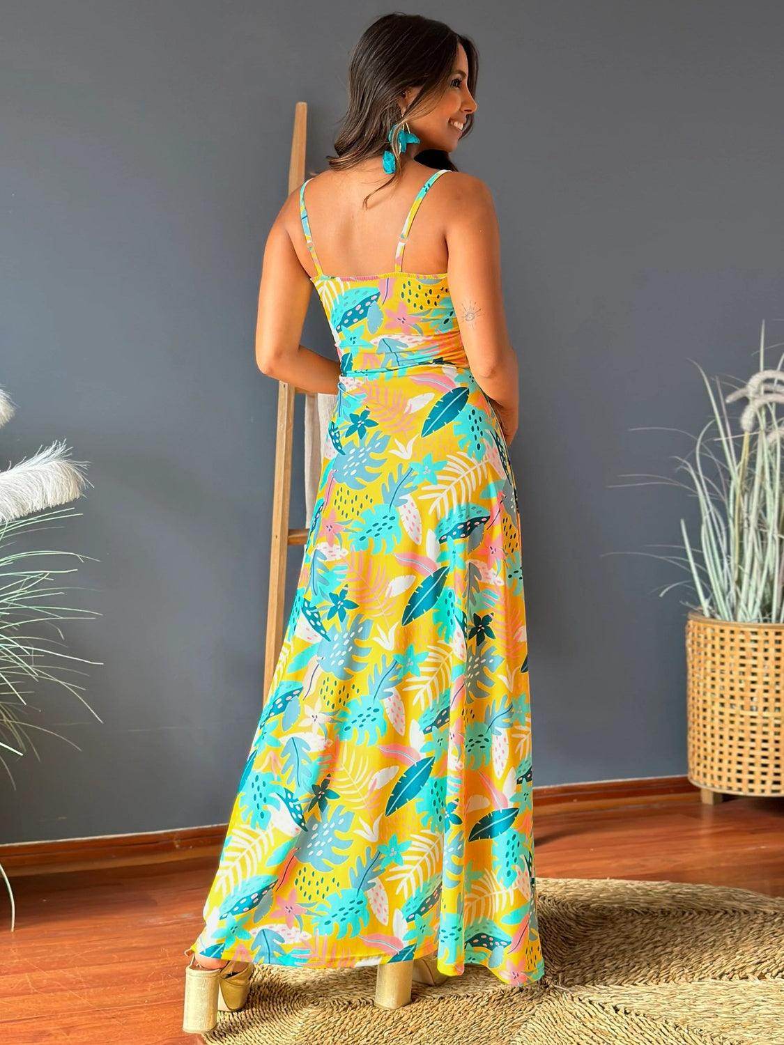 Twisted Printed V-Neck Cami Dress - StyleLure