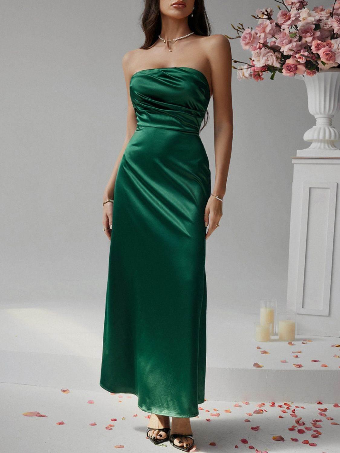Devine Ruched Tube Maxi Dress - StyleLure
