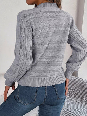 Cable - Knit Cutout Round Neck Sweater - StyleLure