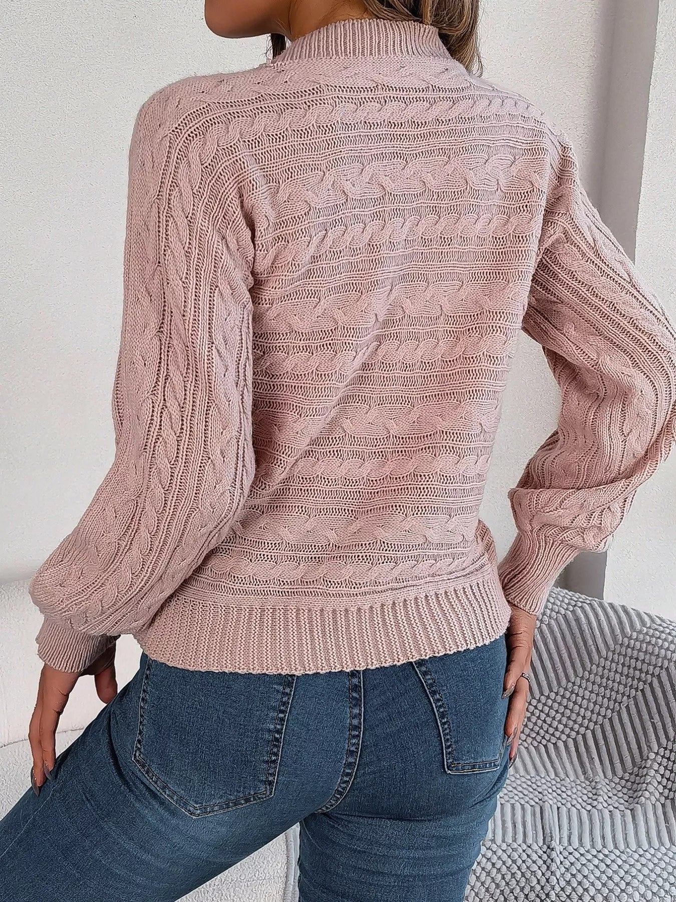 Cable - Knit Cutout Round Neck Sweater - StyleLure