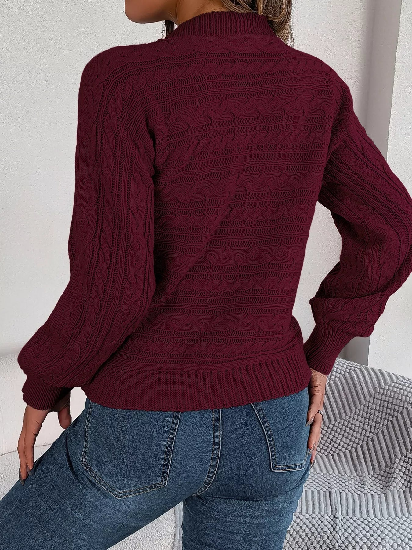 Cable - Knit Cutout Round Neck Sweater - StyleLure