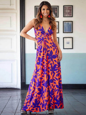 Twisted Printed V-Neck Cami Dress - StyleLure